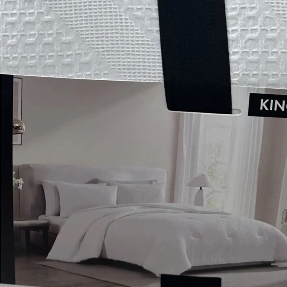 Tahari White King Cotton Comforter Set 104”x90”